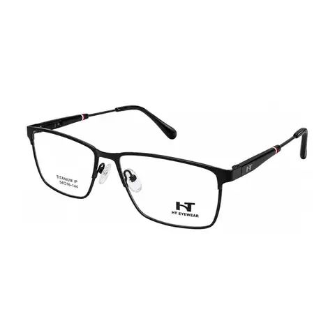 HT Eyewear Titânio preto retangular